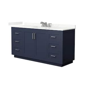 Miranda 66 in. W x 22 in. D x 33.75 in. H Single Bath Vanity in Dark Blue with Giotto Quartz Top