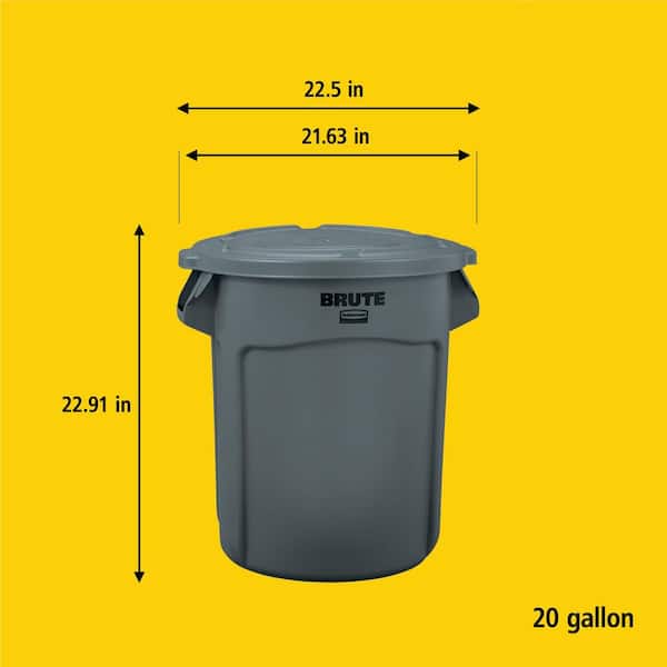Rubbermaid Commercial Contenitore Rotondo In Plastica – 20,8 Litri, Con Maniglie, Impilabile, Lavabile In Lavastoviglie, Per Alimenti