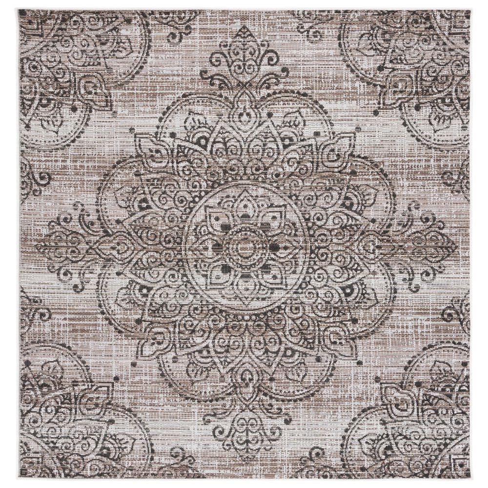 Havana Light Brown/Black 7 ft. x 7 ft. Distressed Medallion Indoor/Outdoor Square Area Rug price history on PriceWatchPro