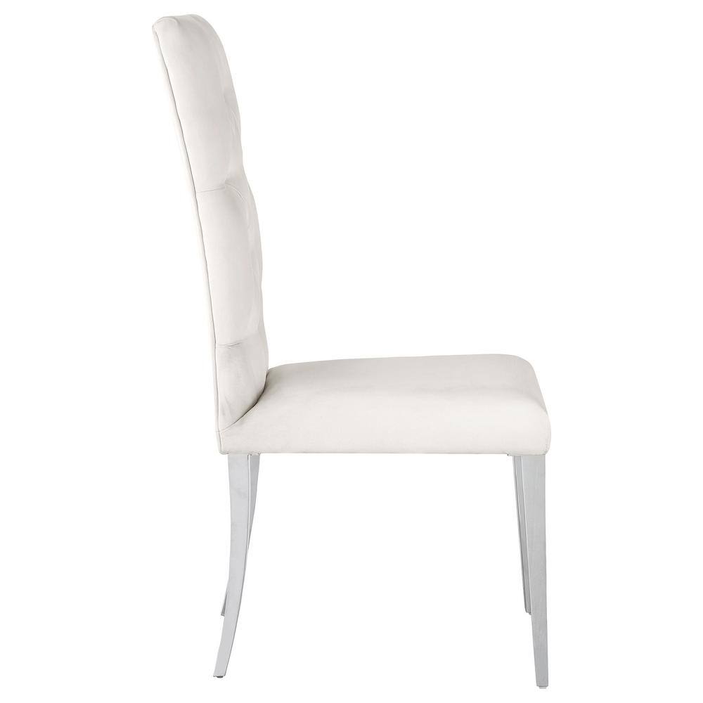 Parsons White Velvet Side Chair with Polished Chrome Legs