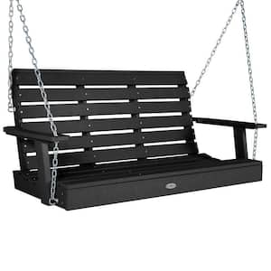 Riverside 4ft. 2-Person Black Sand Recycled Plastic Porch Swing