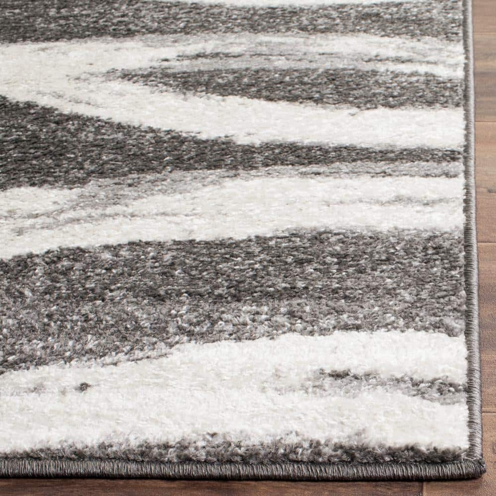 Charcoal and Ivory Synthetic Reversible Area Rug, 9' x 12'