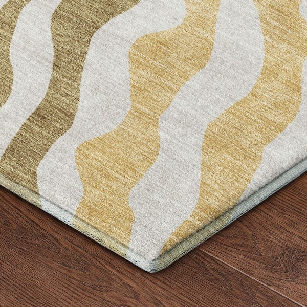 Mayfield Premium Machine Washable Abstract AMF2523 Walnut 9 ft. x 12 ft. Area Rug