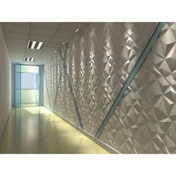 thumbnail image 2 of 12-Pack 3D PVC Wall Panels – White Diamond Design, Decorative & Waterproof 2 of 5