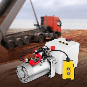 4 qt. 12-Volt Hydraulic Pump Hydraulic Power Unit Single Acting for Dump Trailer Lifting Platforms