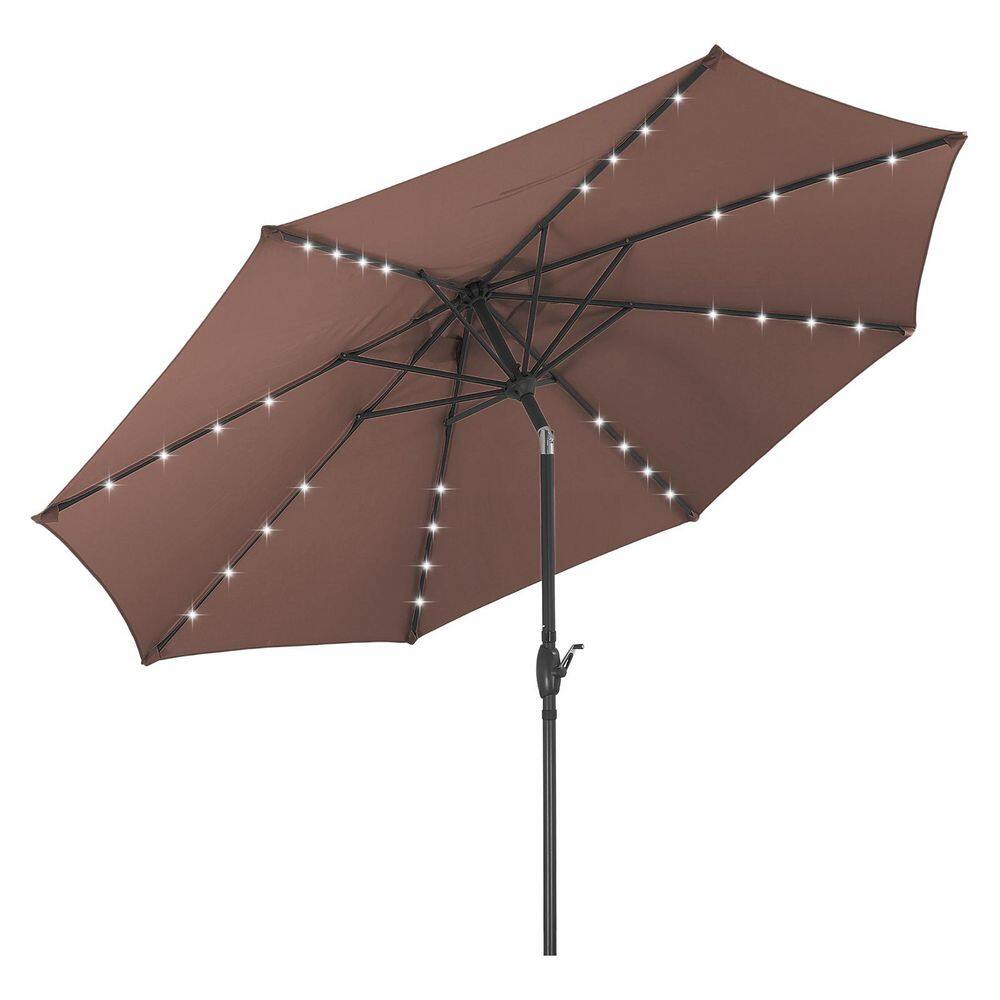 10 ft. Steel Market Solar LED Tilt Patio Umbrella in Brown with Crank price history on PriceWatchPro
