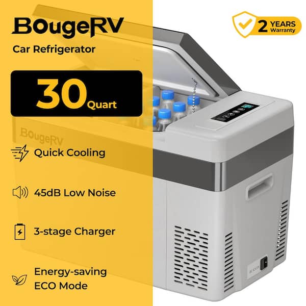 0.99 cu. ft. Outdoor Refrigerator 12V Car Fridge 30 qt. Portable Cooler -7℉~50℉ Compressor Freezer in Gray
