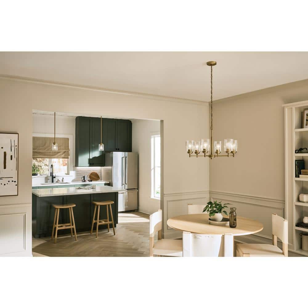 Winslow Natural Brass 6-Light Chandelier with Clear Seeded Glass