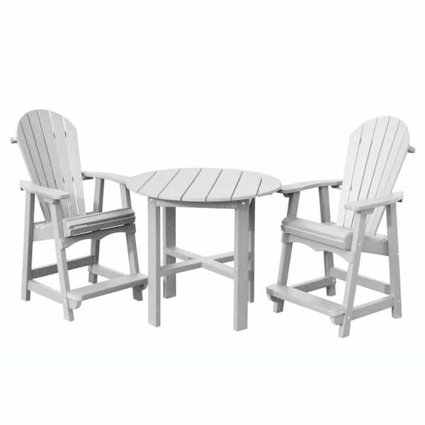 Vifah Roch Recycled Plastics 3-Piece Patio Bar Set in White-DISCONTINUED