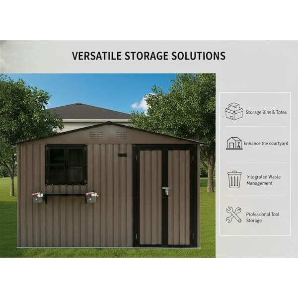 IMAGACFUN 10 x 8 ft. Outdoor Metal Storage Shed with Lockable