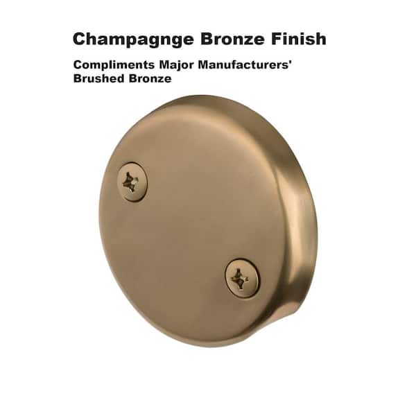 1-Piece Lift and Turn Tub Trim in Champagne Bronze with 2-Hole Overflow Faceplate, No Putty Gasket, Mounting Hardware