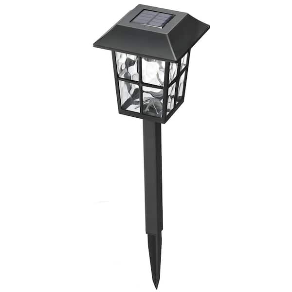 Hampton Bay Archer Black Integrated LED Weather Resistant Outdoor Solar Path Light (4-Pack)