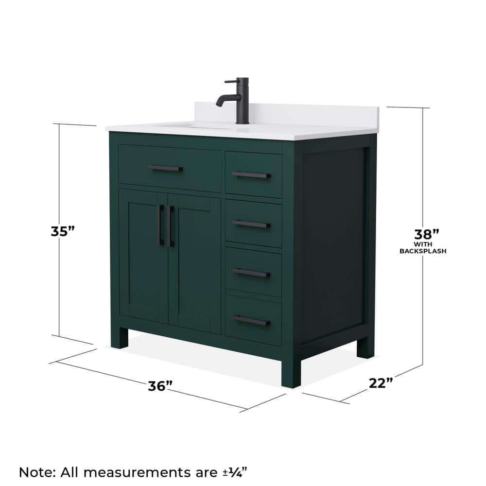 Green Freestanding Single Bathroom Vanity with White Cultured Marble Top
