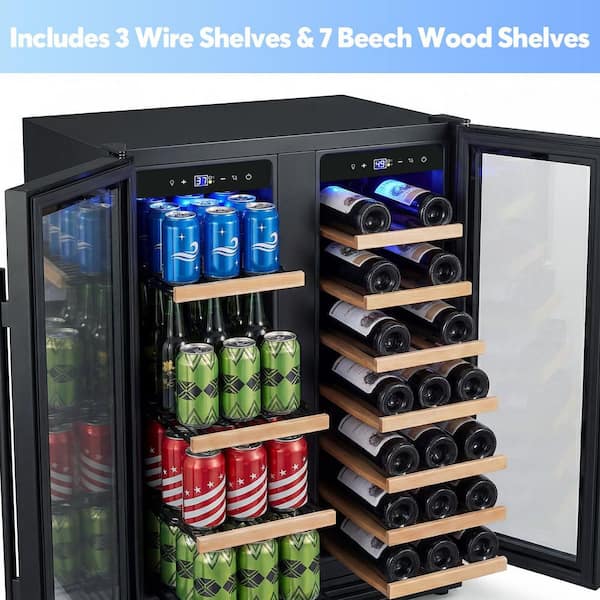 Nipus 23.4 in. Dual Zone 20-Bottle and 80 Plus Cans Beverage and