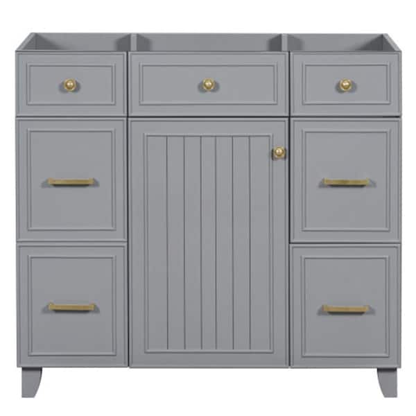 Aoibox 36 in. W x 16.65 in. D x 33.3 in. H, Bath Vanity Cabinet without Top in Gray [Cabinet Only]