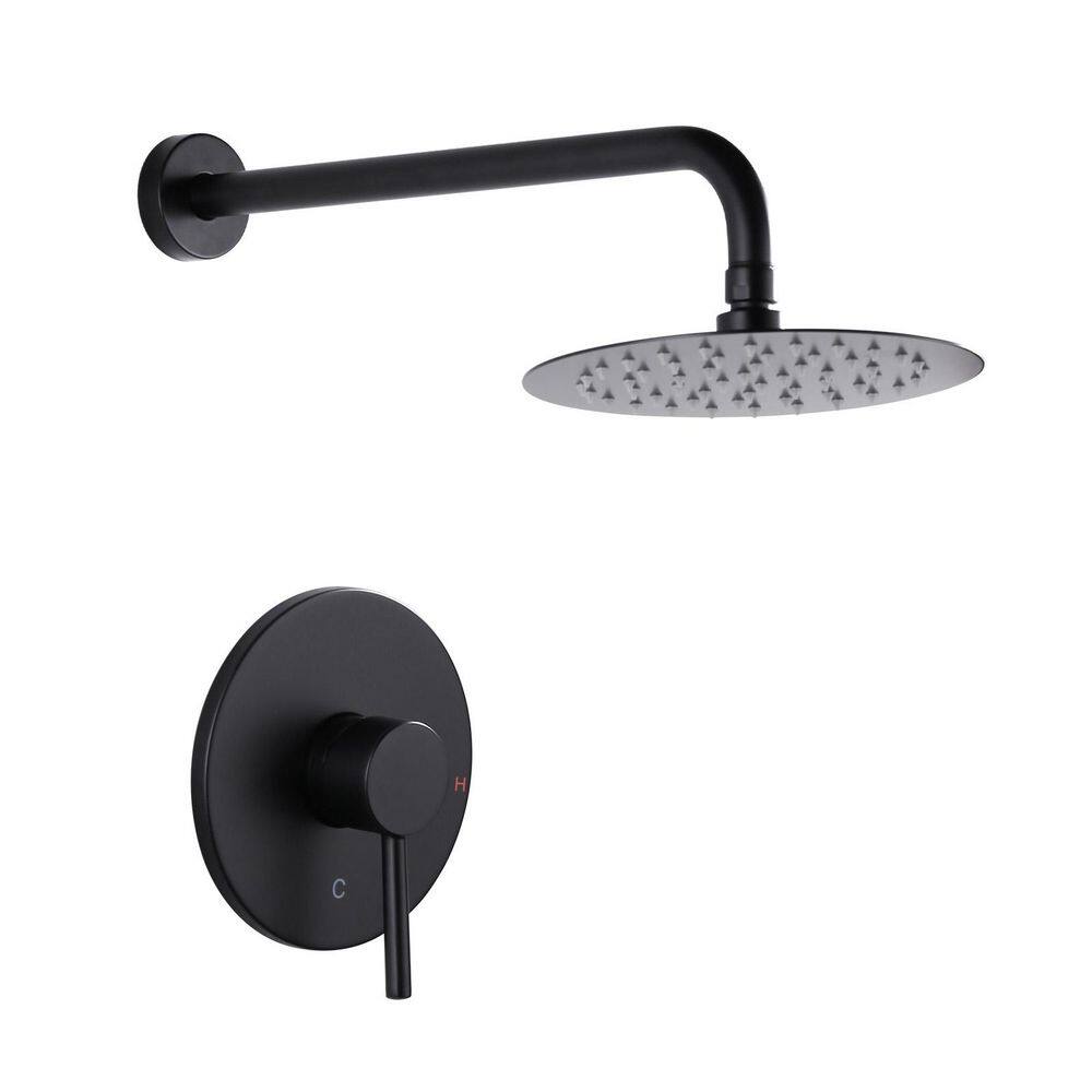 Wall Mount Shower System with 9.5 in. Rain Shower Head Single Handle Valve Solid Brass in Matte Black price history on PriceWatchPro