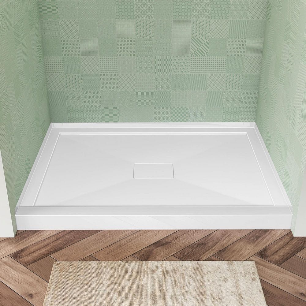 48 in. L x 36 in. W Single Threshold Alcove Shower Pan Base in White Acrylic Rectangular Shower Tray with Center Drain price history on PriceWatchPro