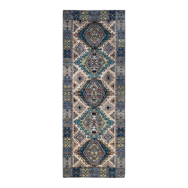 Solo Rugs Serapi One-of-a-Kind Traditional Ivory 4 ft. x 12 ft. Hand Knotted Tribal Area Rug