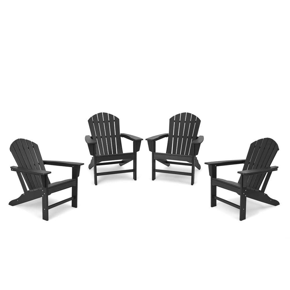 EDYO LIVING Black 4Piece Plastic HDPE Patio Conversation Set with