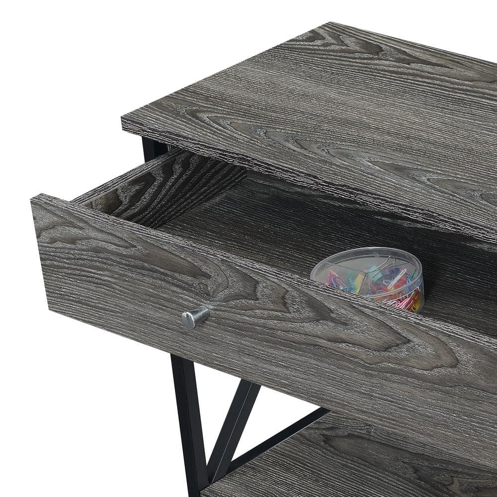 Modern Loft 40" Black Metal and Wood Console Table with Storage