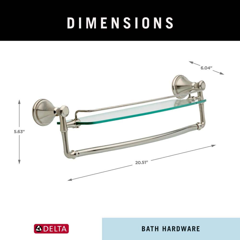 18-inch Brushed Stainless Steel Glass Shelf with Towel Bar