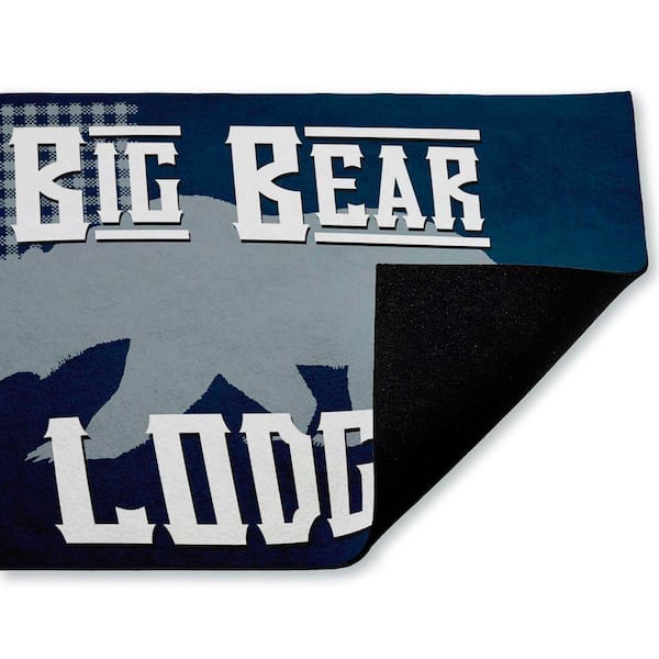 Big Bear Lodge Blue 18 in. x 30 in. Polyester Non-Slip Outdoor Door Mat