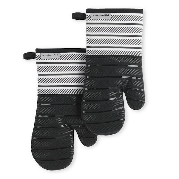 KitchenAid Albany Cotton Onyx Black Oven Mitt Set (2-Pack)