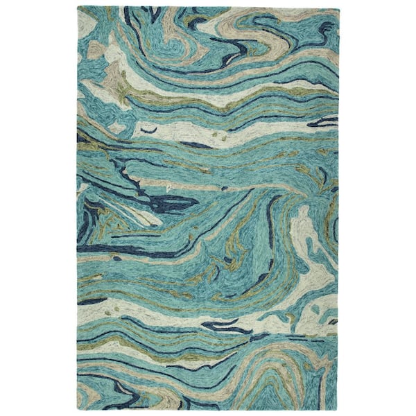 Kaleen Marble Teal 5 ft. x 8 ft. Area Rug