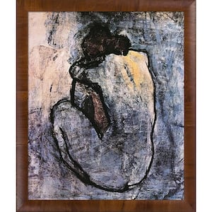 Blue Nude (Femme Nue II) by Pablo Picasso Panzano Olivewood Framed People Oil Painting Art Print 23 in. x 27 in.