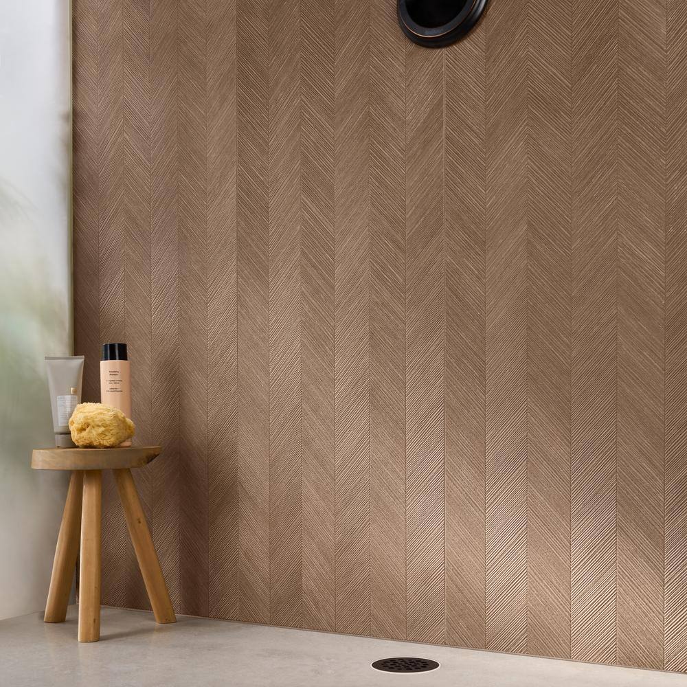 Large Format Cherry Brown Textured Wood Look Matte Ceramic Wall Tile