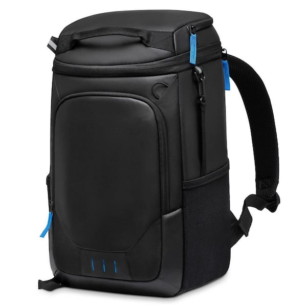 22.2 qt. Leak Proof Backpack Cooler in Black with 2 Insulated Compartments, Portable Camping Backpack for 30 Cans