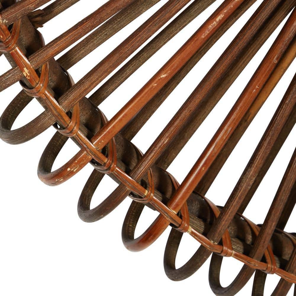 Sunburst Boho Chic Round Wall Mirror in Warm Brown Wood