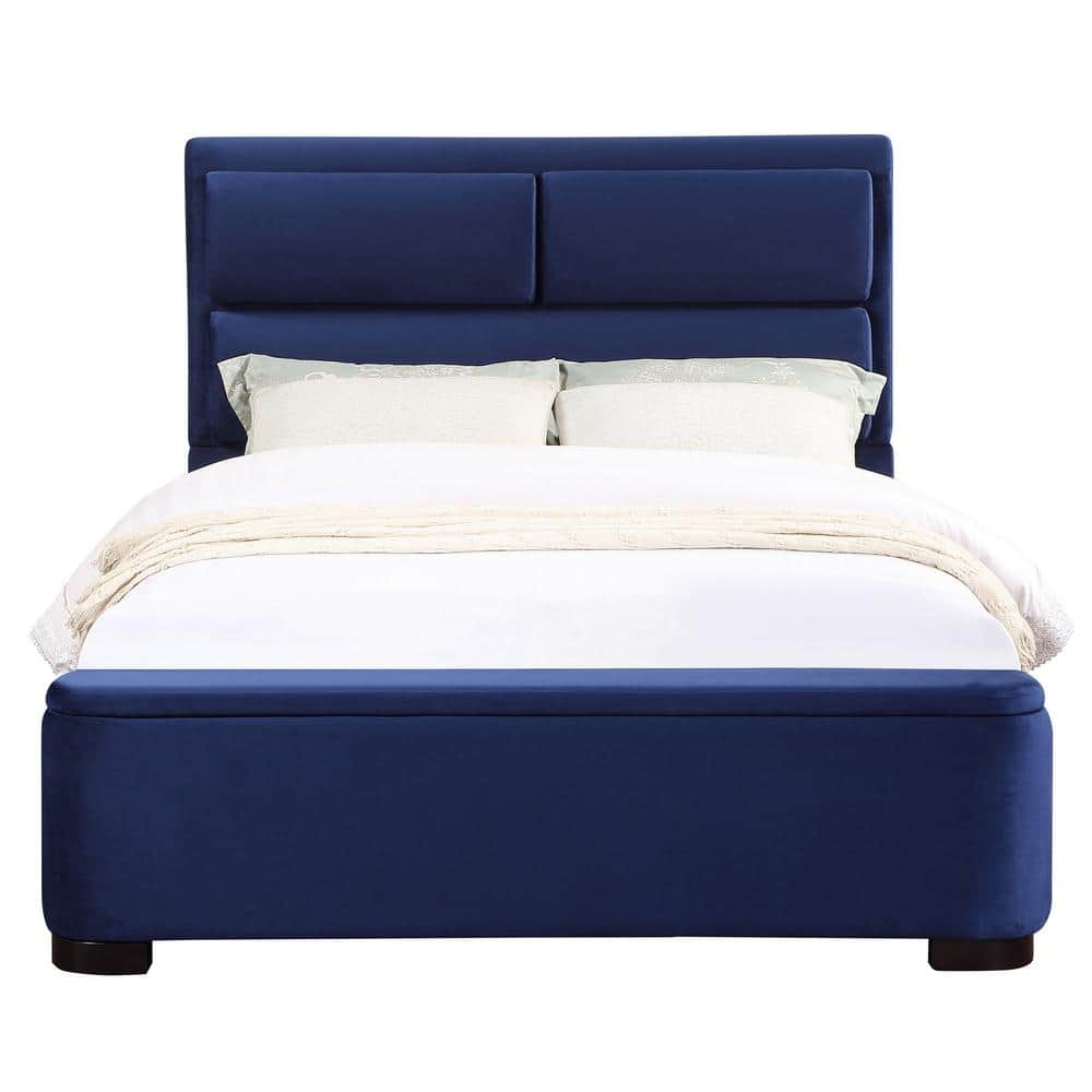 Claredon Blue Navy Wood Frame Queen Panel Bed with Storage -  Furniture of America, IDF-7245NV-Q