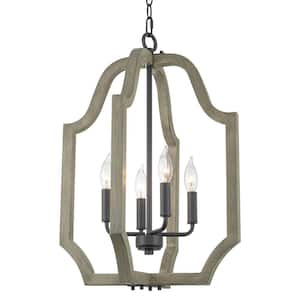 Rockport 60-Watt 4-Light Sandblasted Black Farmhouse Pendant Light, No Bulb Included