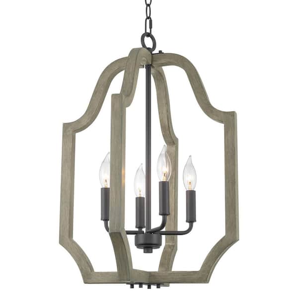 Kira Home Rockport 60-Watt 4-Light Sandblasted Black Farmhouse Pendant Light, No Bulb Included