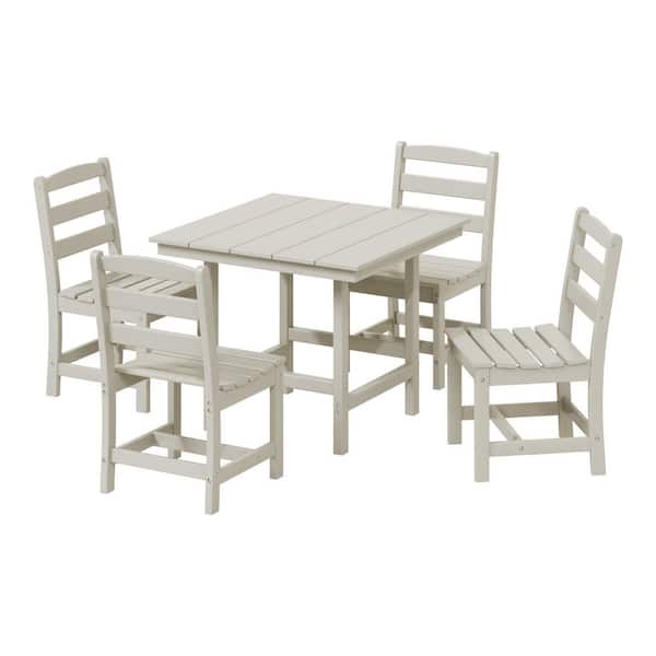 WESTIN OUTDOOR Shoreside 5-Piece All Weather HDPE Plastic Outdoor Patio Dining Set w/ Side Chairs, Sand