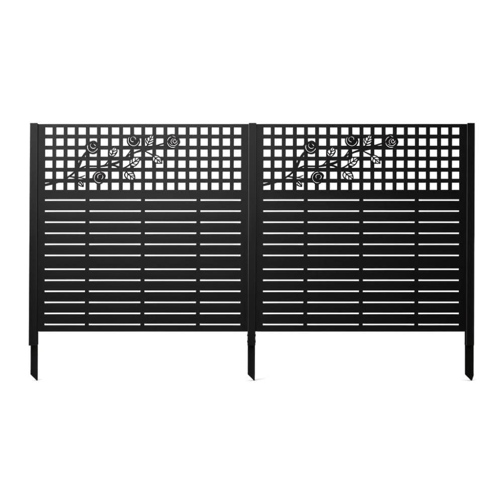 Metal Privacy Screen, 2 Panels Outdoor Fence for AC Unit, Trash Can Enclosure, Backyard & Pool Equipment, Rose Black price history on PriceWatchPro