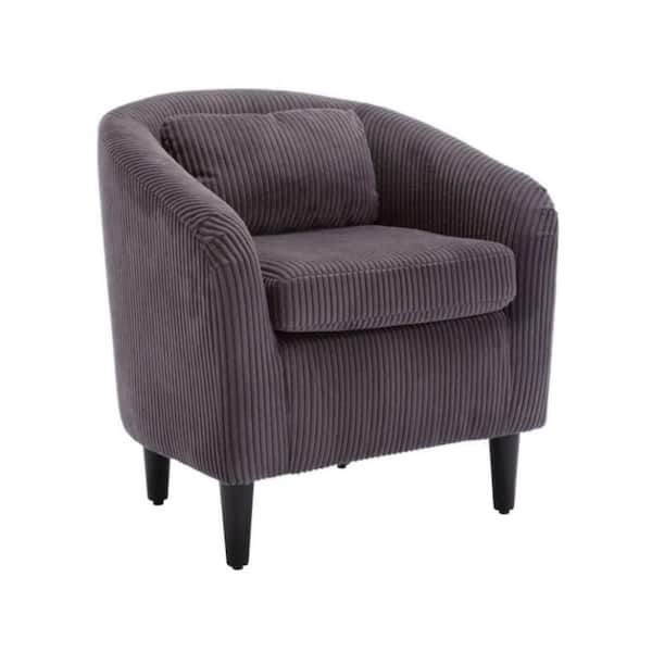 Modern Dark Gray Corduroy Upholstered Accent Chair with Wooden Legs