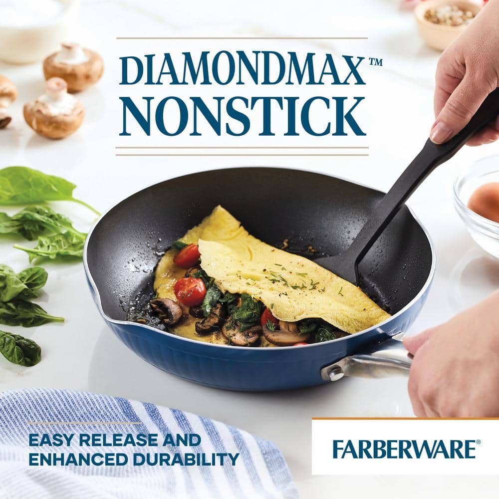 Blue Aluminum Nonstick 10-Piece Cookware Set with Utensils