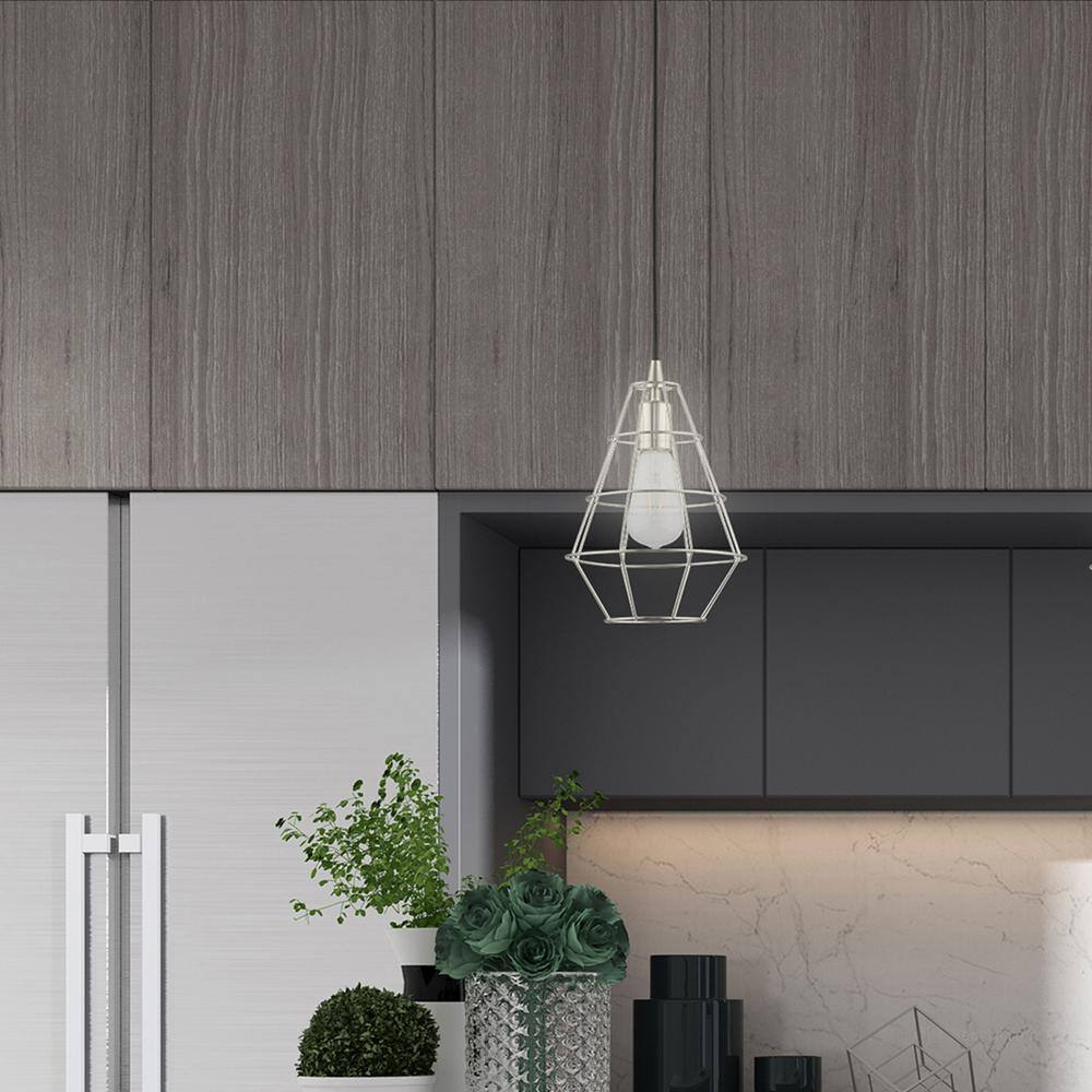 Brushed Nickel Geometric Mini Pendant Light for Indoor/Outdoor