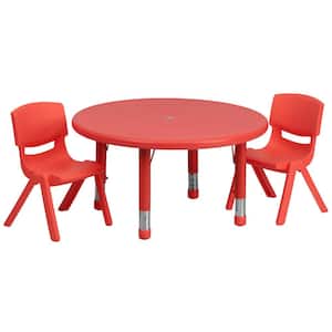 Red 3-Piece Table and Chair Set