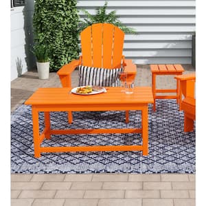 Mason Orange Poly Plastic Fade Resistant Outdoor Patio Rectangle Adirondack Coffee Table