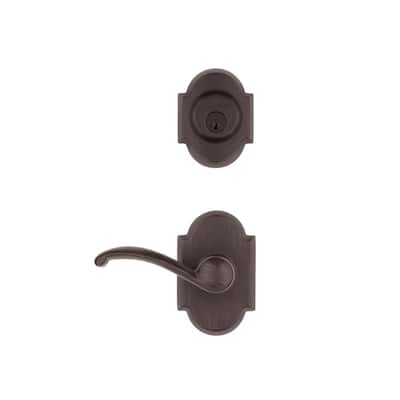 Austin Venetian Bronze Single Cylinder Deadbolt and Passage Lever Combo Pack Featuring SmartKey Security