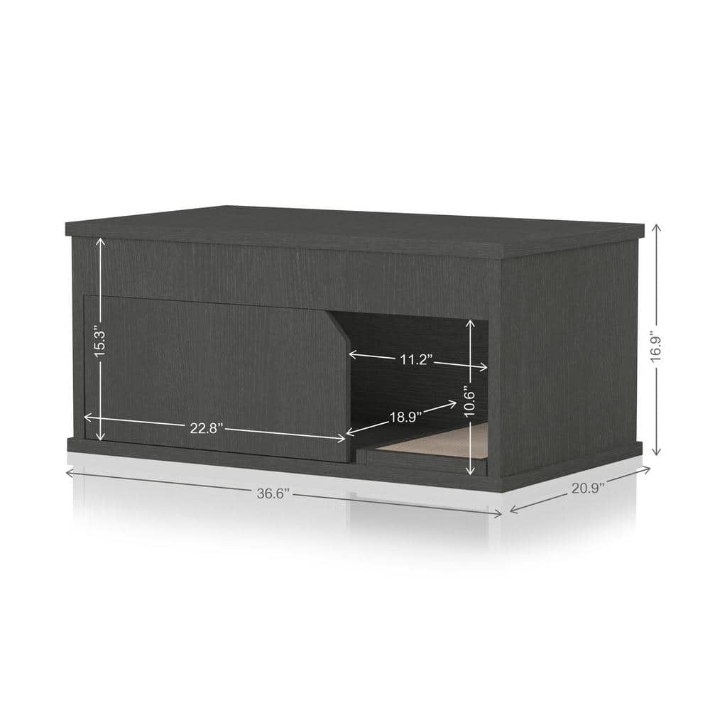 Charcoal Black Eco-Friendly Modern Cat Litter Box Enclosure