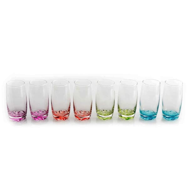 Bright Colors Clear Drinking Glasses Set