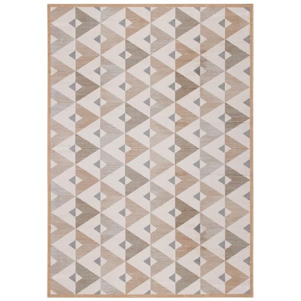 SAFAVIEH Atlas 3 ft. x 5 ft. Beige/Gray Geometric Border Area Rug