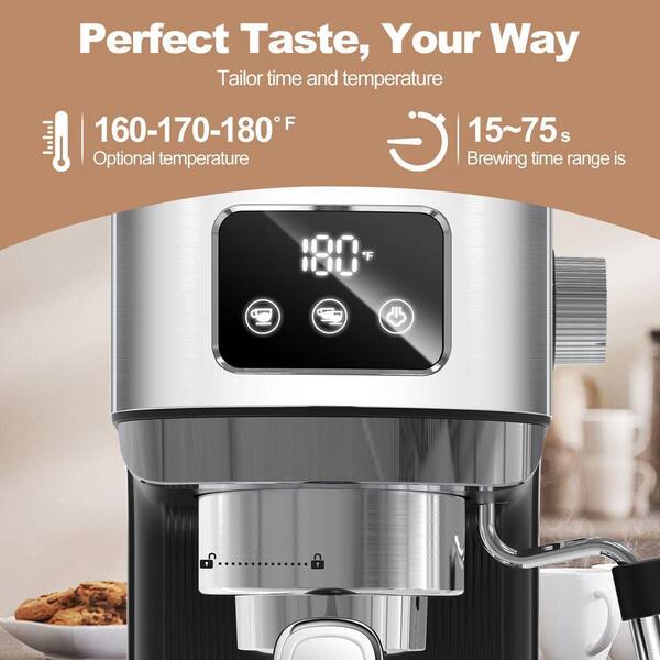 IDEAGLE 15-Cup 1350-Watt Plastic Silver Coffee Maker Coffee Machine with  Milk Frother Steam Wand and 54 oz. Removable Water Tank HL-W1134P195121 -  The Home Depot