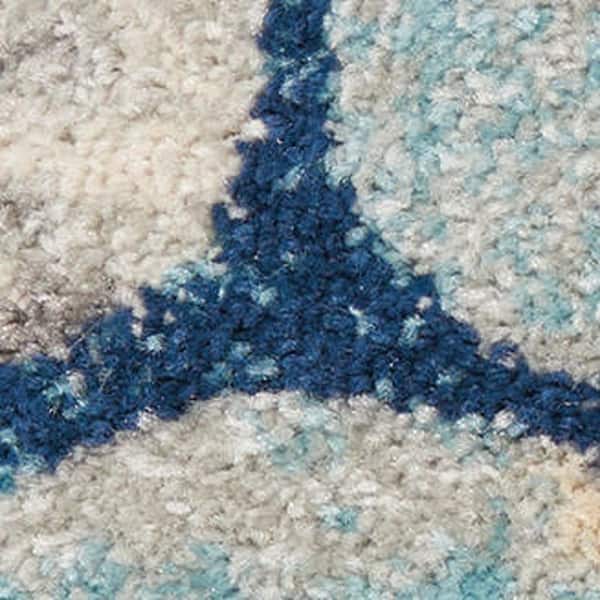 2 X 7 Blue Floral WashableArea RugRunner Rug