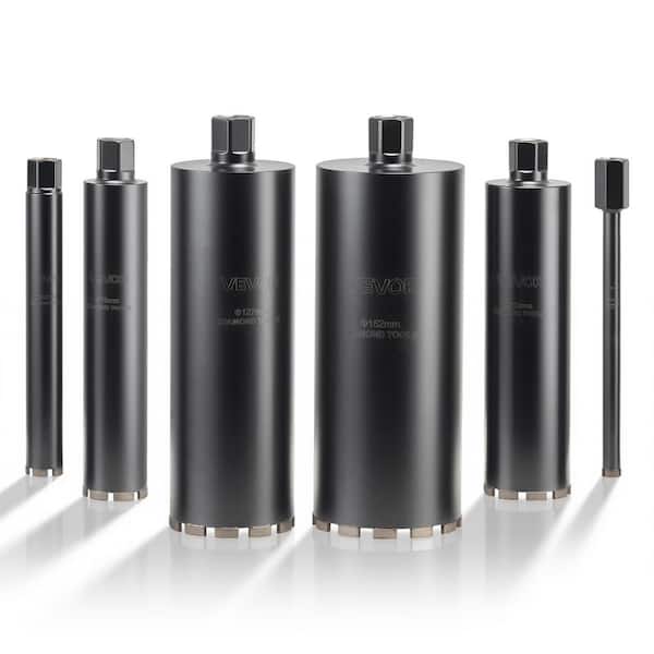 Core Drill Bit, 6 Pieces, 1/2/3/4/5/6 in. Diameter, 14 in. Depth, 1-1/4 in.-7 Thread, Wet Diamond Core for Concrete
