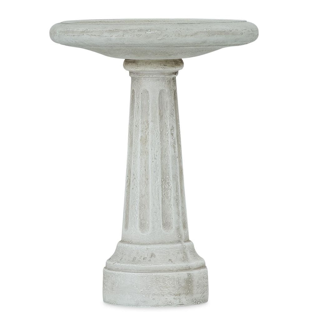 Renton Outdoor 22.28 in. H Off White Polyresin Bird Bath with Modern Pedestal for Garden, Patio, Lawn price history on PriceWatchPro